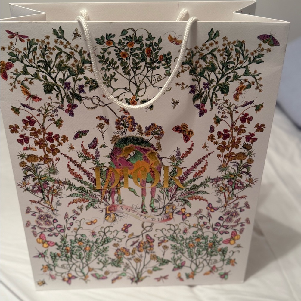 Christian Dior Limited Edition Multicolor Floral Gift Paper Bag